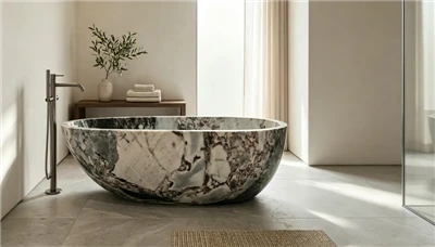 Baignoire en marbre bleu galaxie