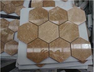 Carreau de mosaïque hexagonale en marbre léger Emperador