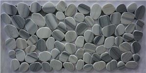 Galet Forme Mosaïque Marmara Marbre Blanc